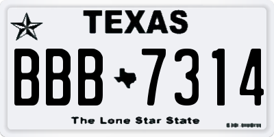 TX license plate BBB7314