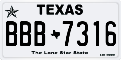 TX license plate BBB7316