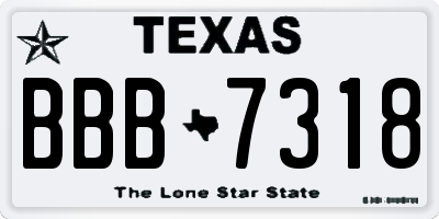 TX license plate BBB7318