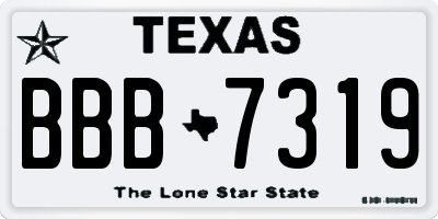 TX license plate BBB7319