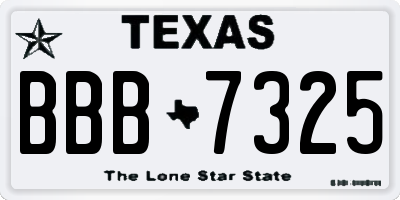 TX license plate BBB7325