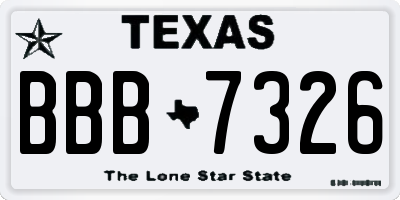 TX license plate BBB7326