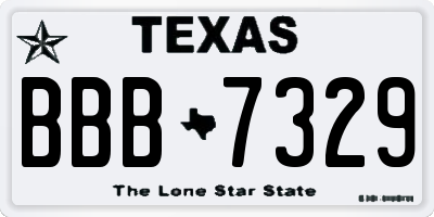 TX license plate BBB7329