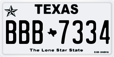 TX license plate BBB7334