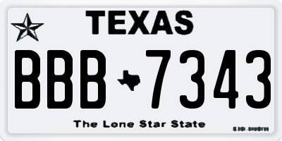TX license plate BBB7343