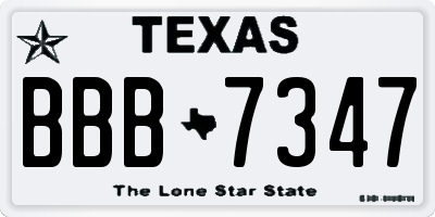TX license plate BBB7347