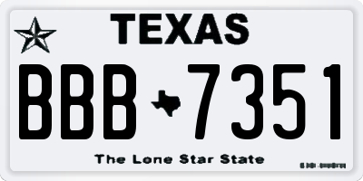 TX license plate BBB7351