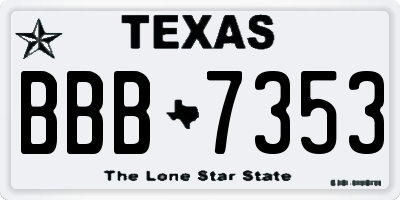 TX license plate BBB7353