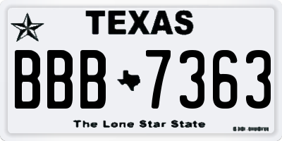 TX license plate BBB7363