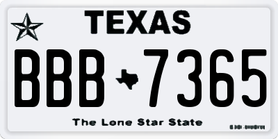 TX license plate BBB7365