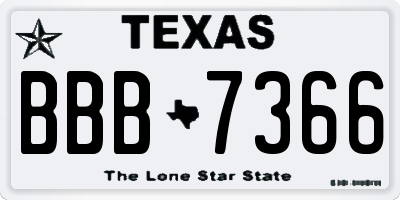 TX license plate BBB7366