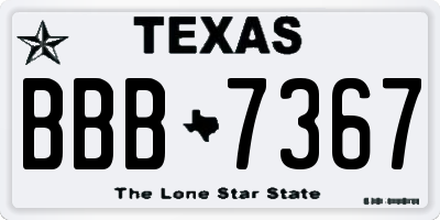 TX license plate BBB7367