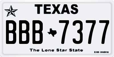 TX license plate BBB7377