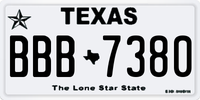 TX license plate BBB7380