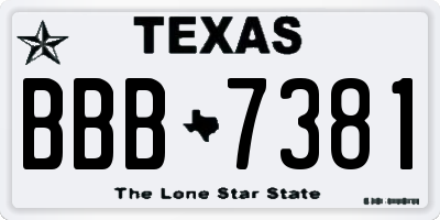 TX license plate BBB7381