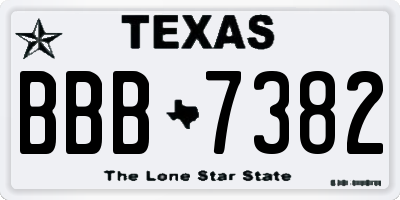 TX license plate BBB7382