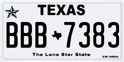 TX license plate BBB7383