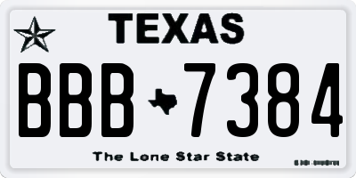 TX license plate BBB7384