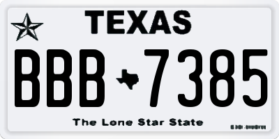 TX license plate BBB7385