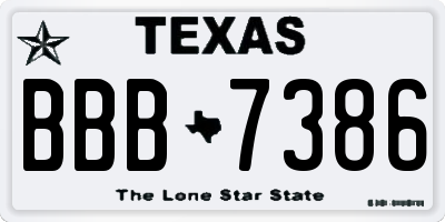 TX license plate BBB7386