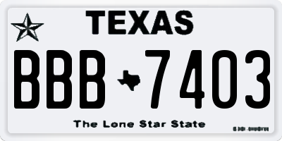 TX license plate BBB7403