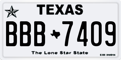 TX license plate BBB7409