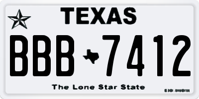 TX license plate BBB7412