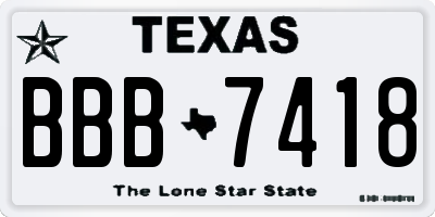 TX license plate BBB7418