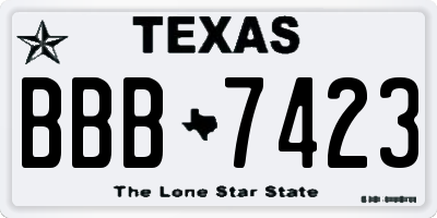 TX license plate BBB7423