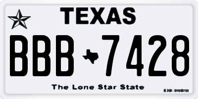 TX license plate BBB7428