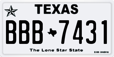 TX license plate BBB7431