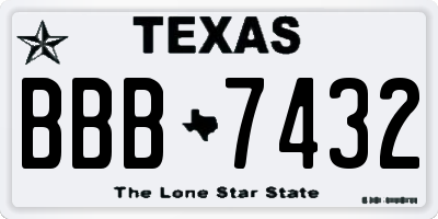 TX license plate BBB7432