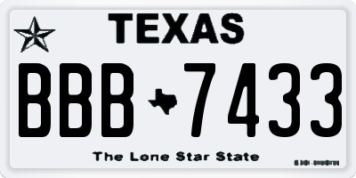 TX license plate BBB7433