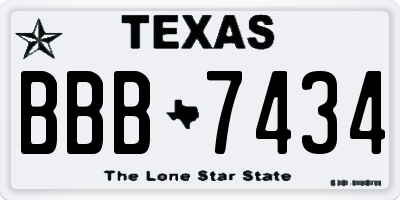 TX license plate BBB7434