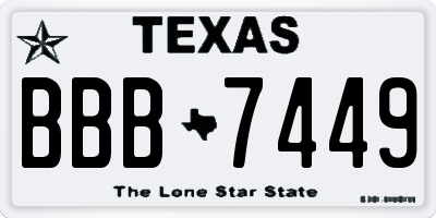 TX license plate BBB7449