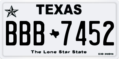 TX license plate BBB7452