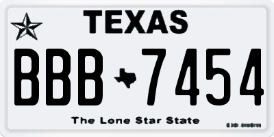 TX license plate BBB7454