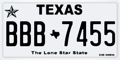 TX license plate BBB7455