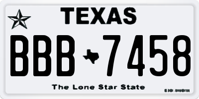 TX license plate BBB7458