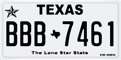 TX license plate BBB7461