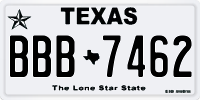 TX license plate BBB7462