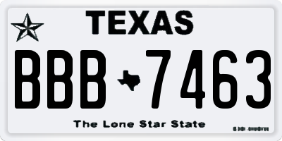 TX license plate BBB7463