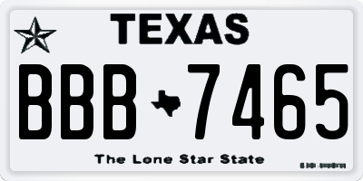 TX license plate BBB7465