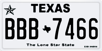 TX license plate BBB7466