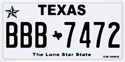 TX license plate BBB7472