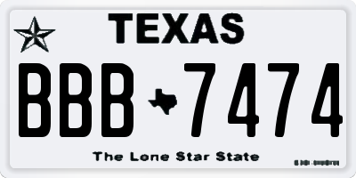 TX license plate BBB7474