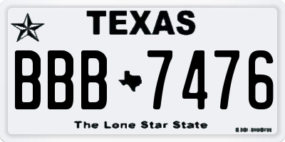 TX license plate BBB7476