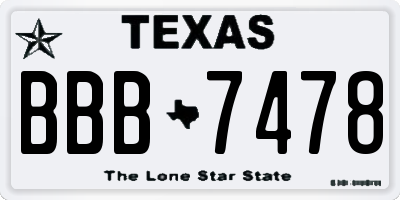 TX license plate BBB7478