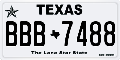 TX license plate BBB7488