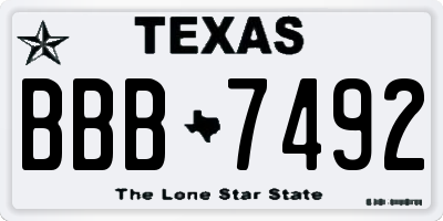 TX license plate BBB7492